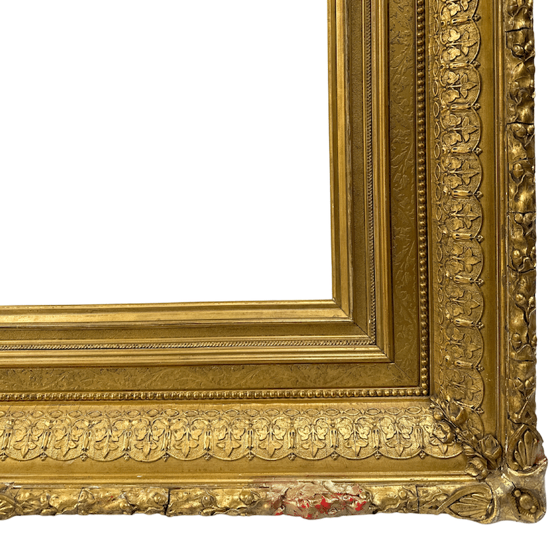 Large American 1880s Gilt Wood Antique Frame - Lower Right Corner Detail