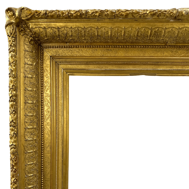 Large American 1880s Gilt Wood Antique Frame - Upper Left Corner Detail