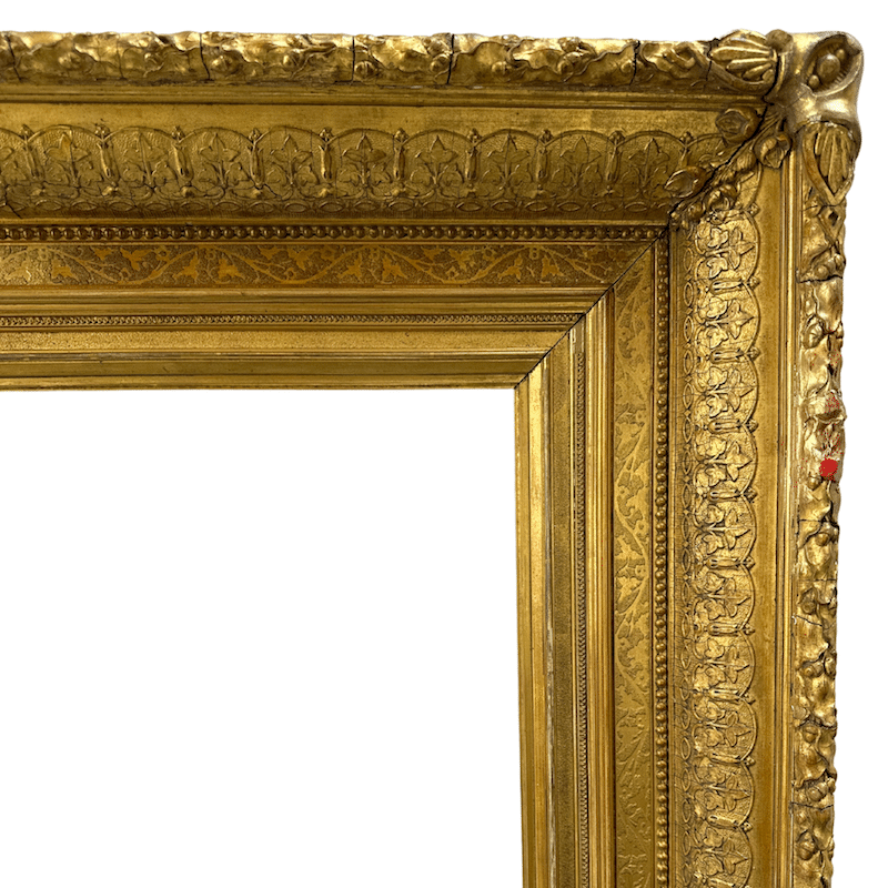 Large American 1880s Gilt Wood Antique Frame - Upper Right Corner Detail