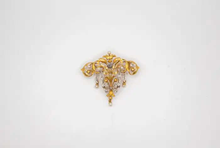 Antique 18k Yellow Gold Art Nouveau Brooch Circa 1900