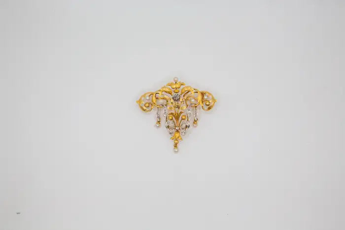 Antique 18k Yellow Gold Art Nouveau Brooch Circa 1900