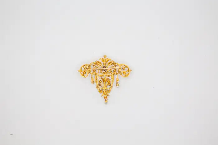 Antique 18k Yellow Gold Art Nouveau Brooch Circa 1900
