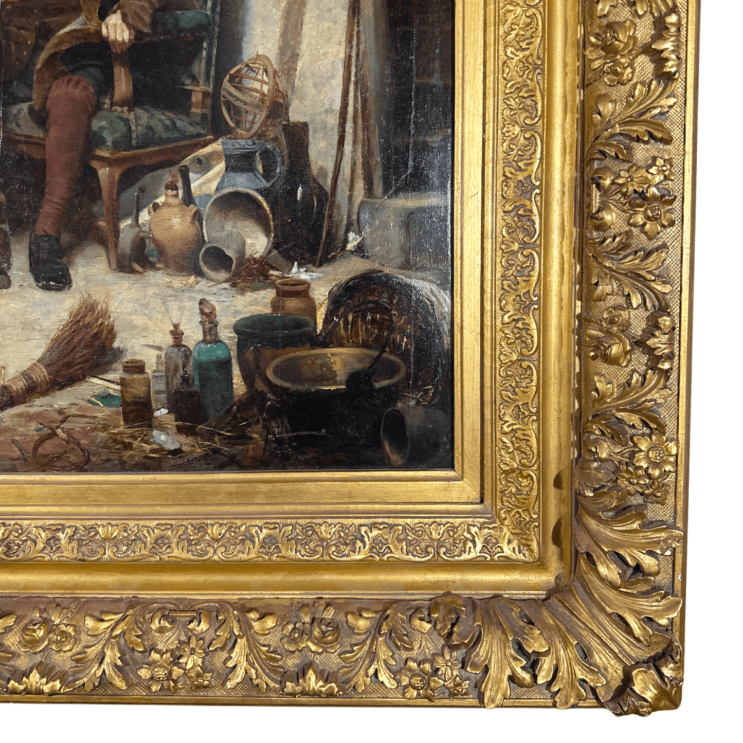 "Mephistopheles and the Faust" by Alfred Jacomin - Frame Detail, Lower Right