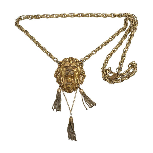 Miriam Haskell  Lion Head Pendant Necklace
