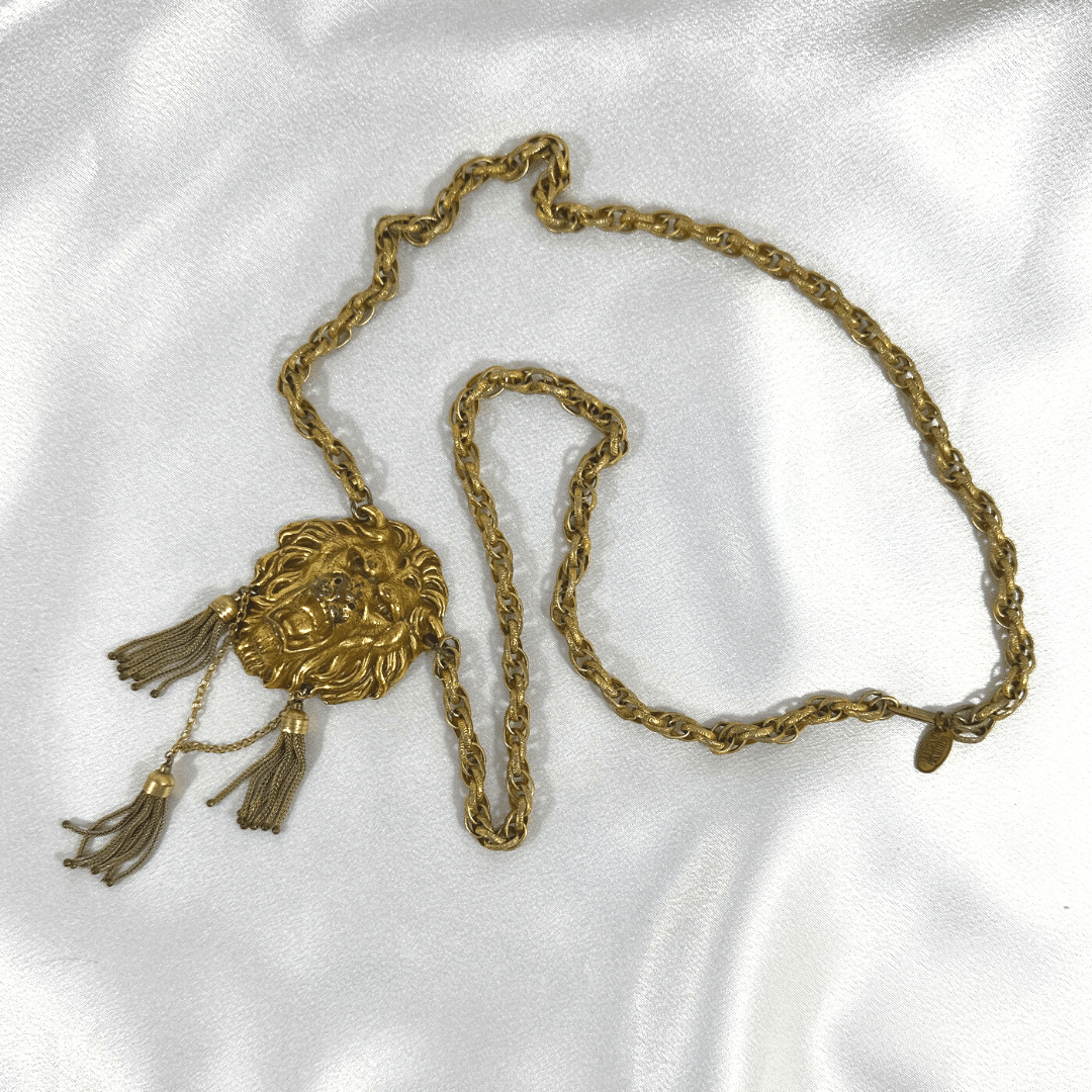 Miriam Haskell Lion Head Pendant Necklace - full composition