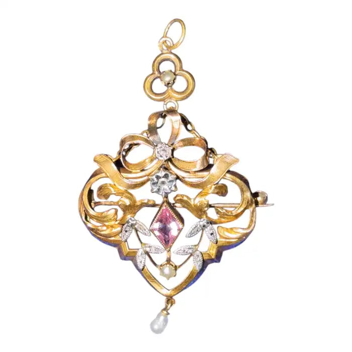 Antique 18k Yellow Gold Edwardian Brooch Circa 1900