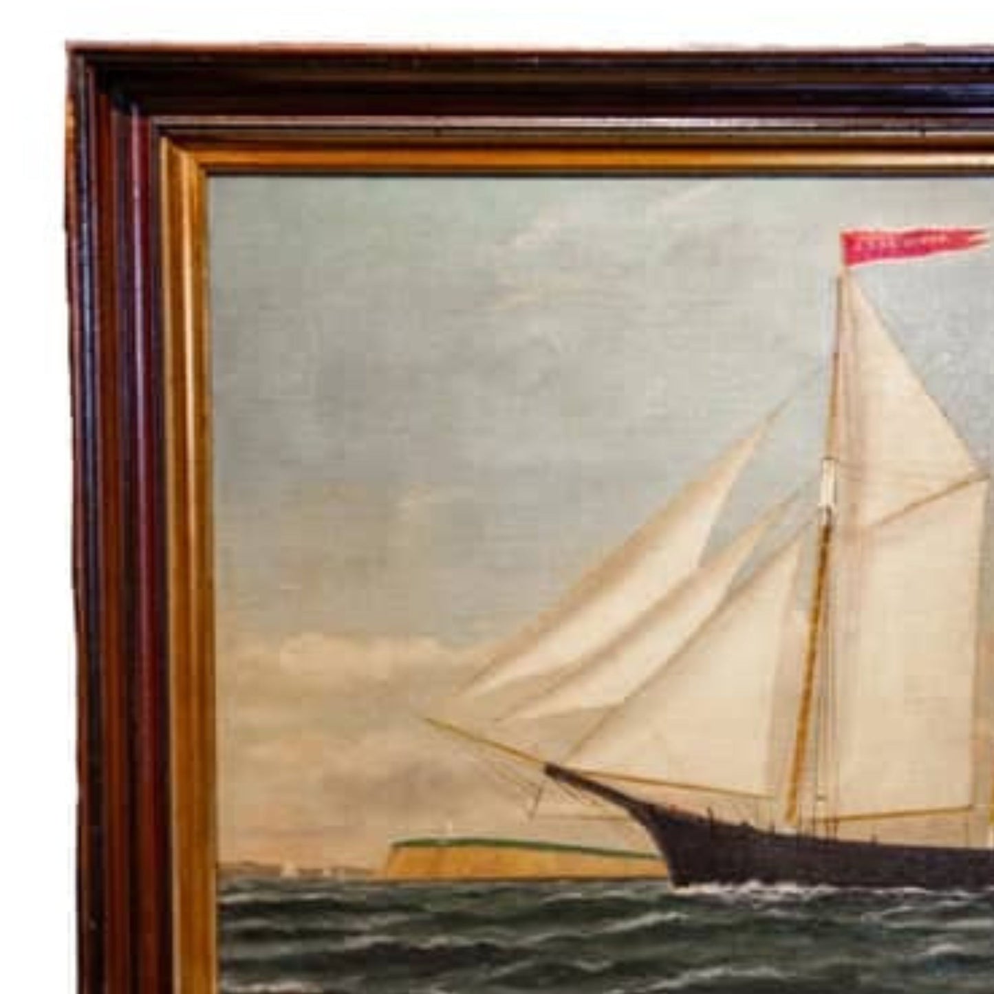"Portrait of Schooner G. F. Hathaway" by William Pierce Stubbs - Frame Detail, Upper Left