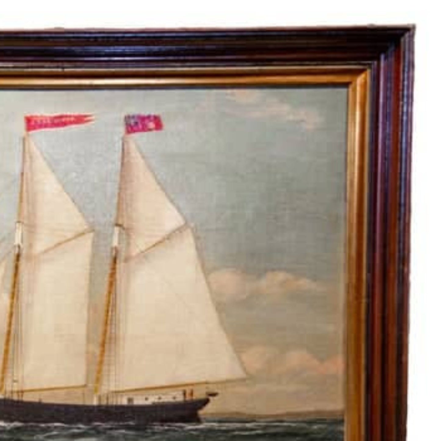 "Portrait of Schooner G. F. Hathaway" by William Pierce Stubbs - Frame Detail, Top Right