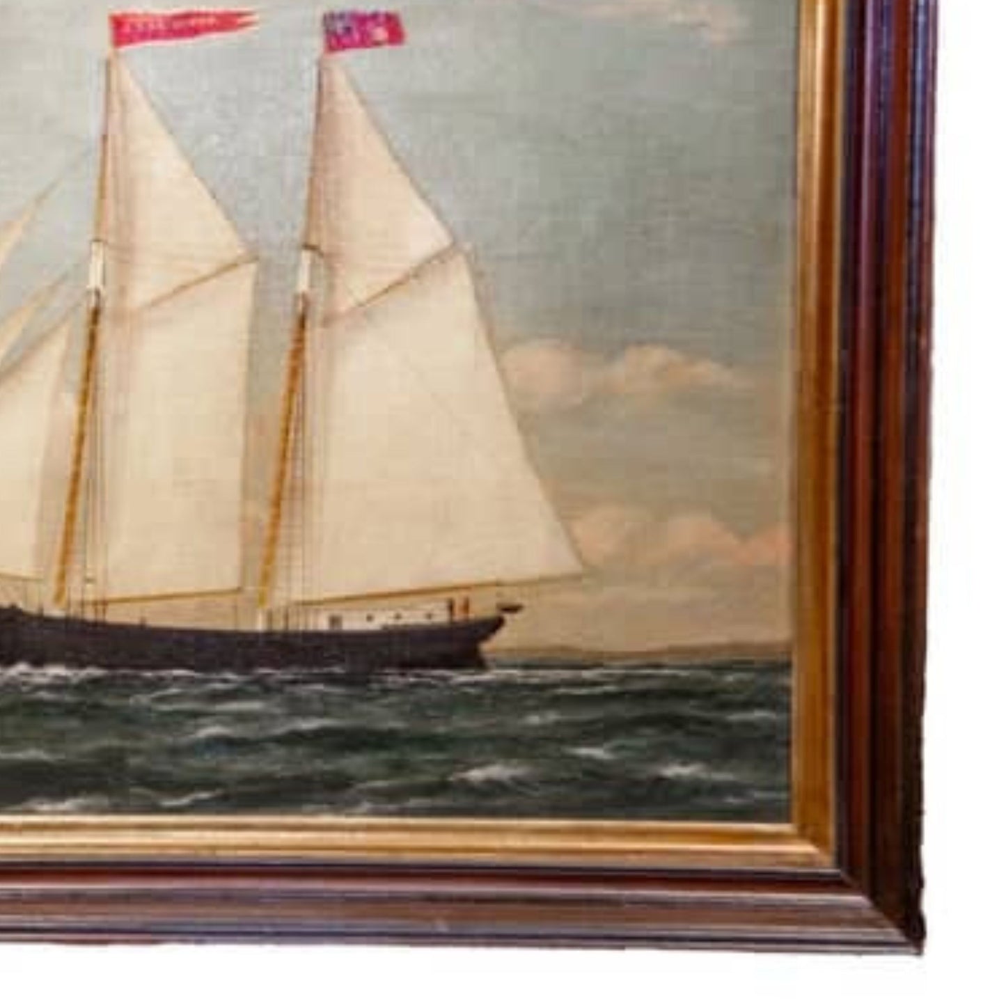"Portrait of Schooner G. F. Hathaway" by William Pierce Stubbs - Frame Detail, Lower Right