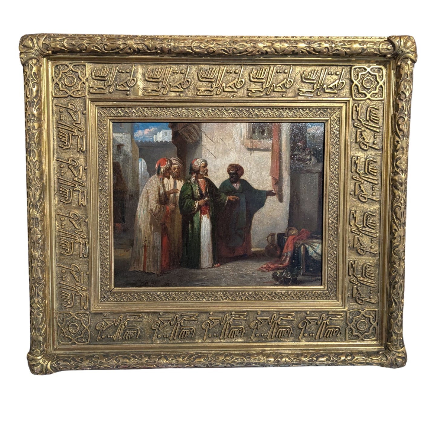 "Scene de Souk" by Alexandre Gabriel Decamps - Full Image with Frame