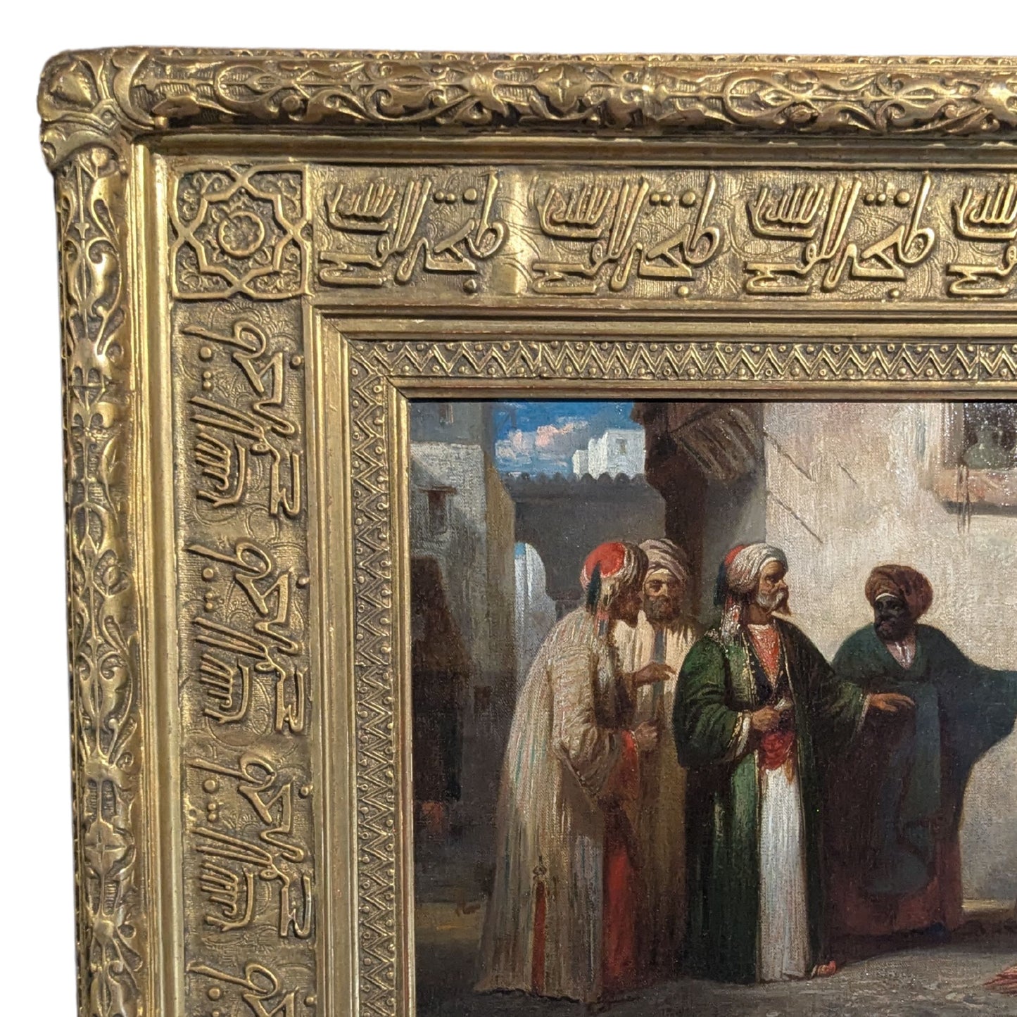 "Scene de Souk" by Alexandre Gabriel Decamps - Frame Detail, Top Left