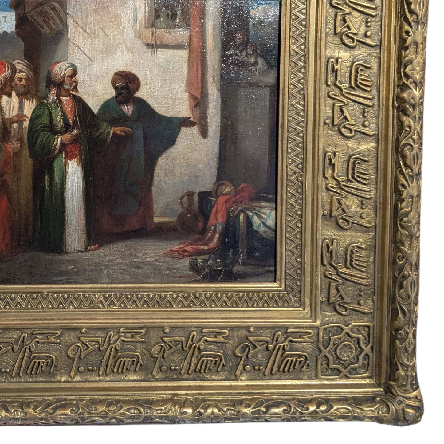 "Scene de Souk" by Alexandre Gabriel Decamps - Frame Detail, Bottom Right