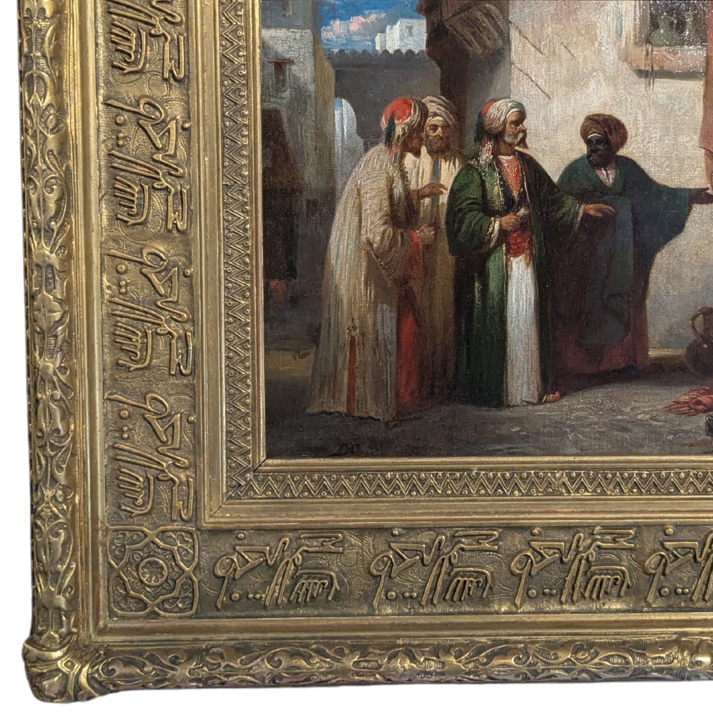 "Scene de Souk" by Alexandre Gabriel Decamps - Frame Detail, Bottom Left