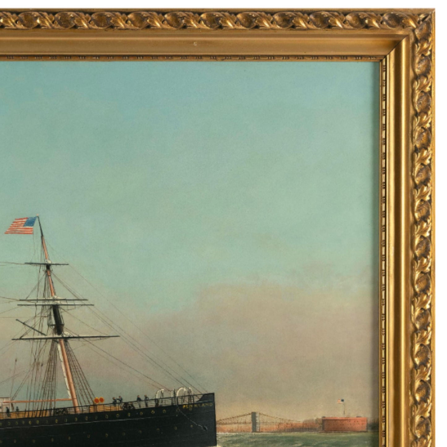 Portrait of the Screw-Steamer Pennland in New York Harbor