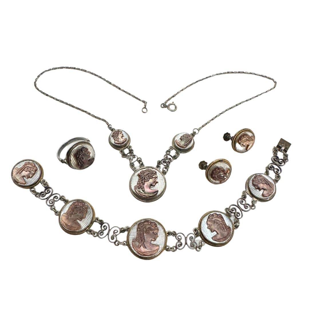 Sterling Silver Artemis Cameo Set - Necklace, Bracelet , Earrings, Ring