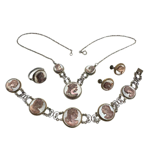 Sterling Silver Artemis Cameo Set - Necklace, Bracelet , Earrings, Ring