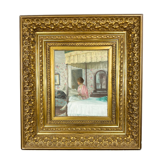 "The Morning News" By Willaim Wallace Gilchrist - Full Image with Frame