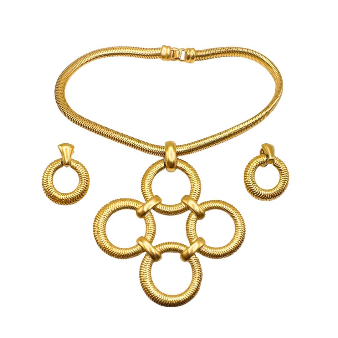Trifari Art Deco Jewelry Set - Necklace and Earrings