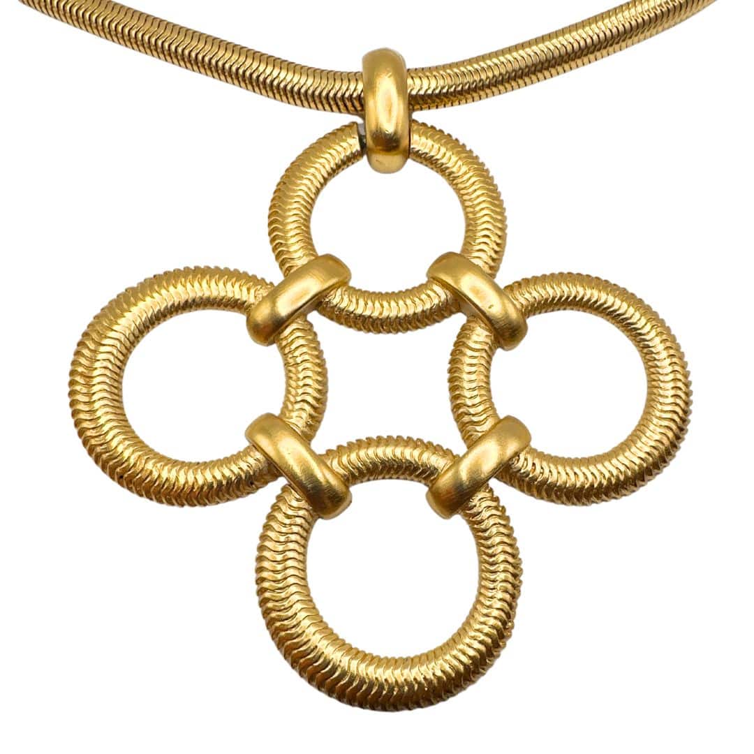 Trifari Art Deco Jewelry Set - Necklace and Earrings - Pendant Detail