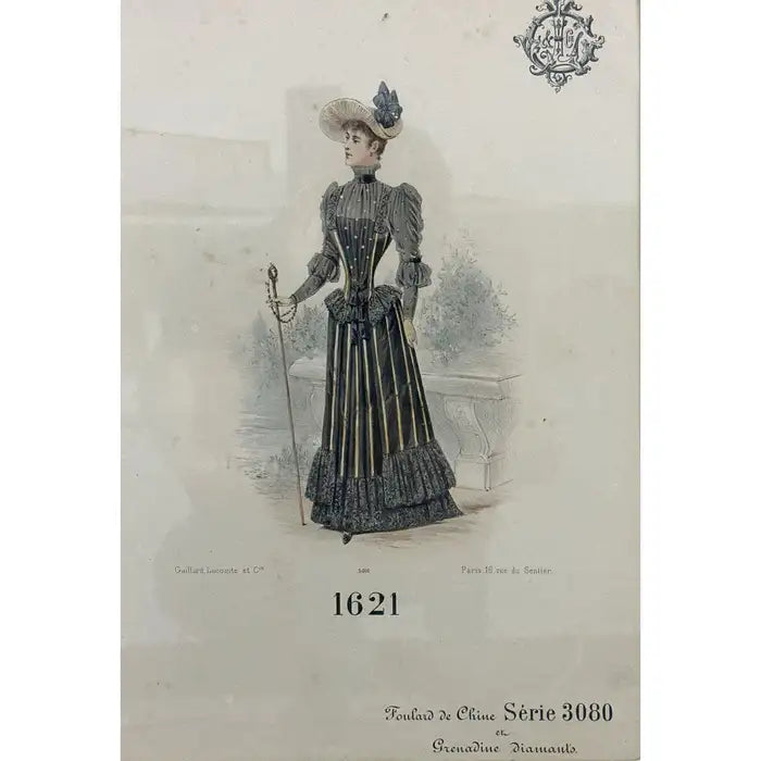 Gaillard, Lecomte, and Cie - Parisian Fashion Trade Hand Painted Catalogue Print Circa 1900