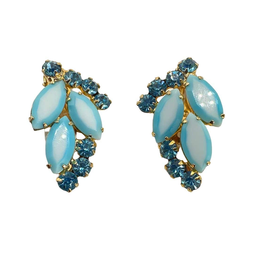 Vintage Blue and White Ombre Glass Earring Set