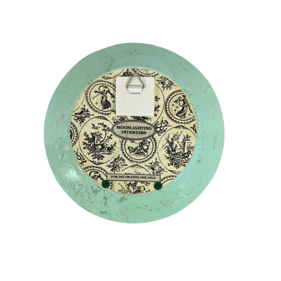 Vintage Decorative Reverse Painted Gold Train Plate - Rear View