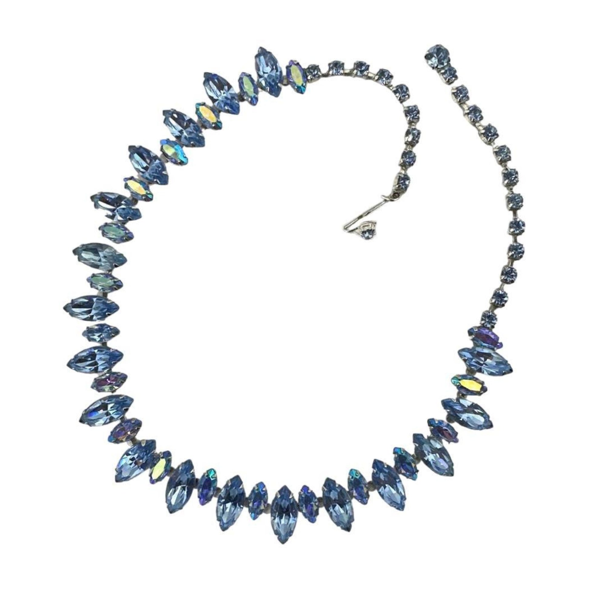Vintage Sky Blue Rhinestone Necklace
