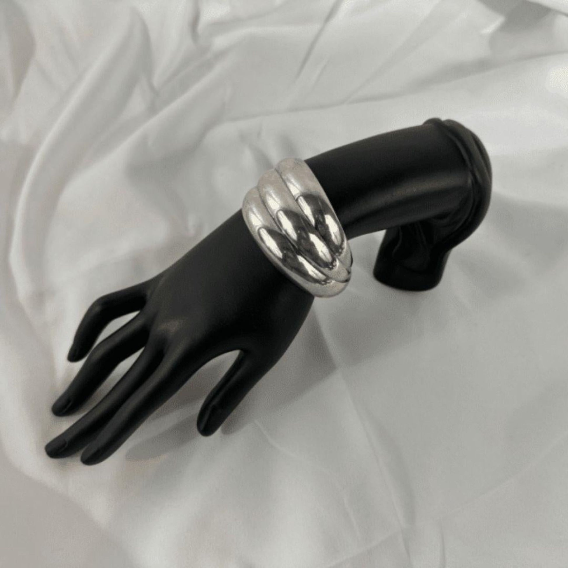 Vintage Sterling Silver Fashion Cuff Bracelet - On Mannequin