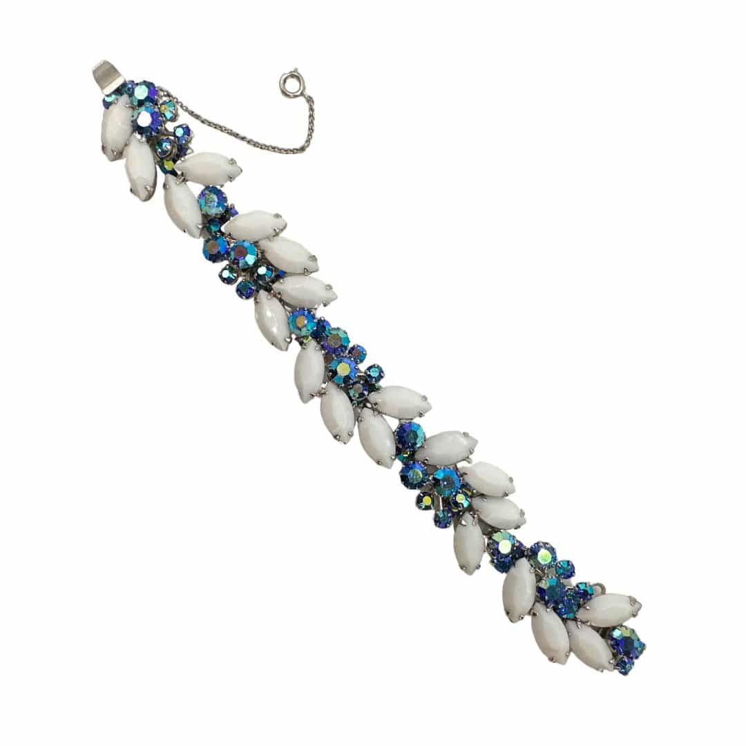 Weiss Ice Bracelet - White Glass and Rhinestone - Clean Background