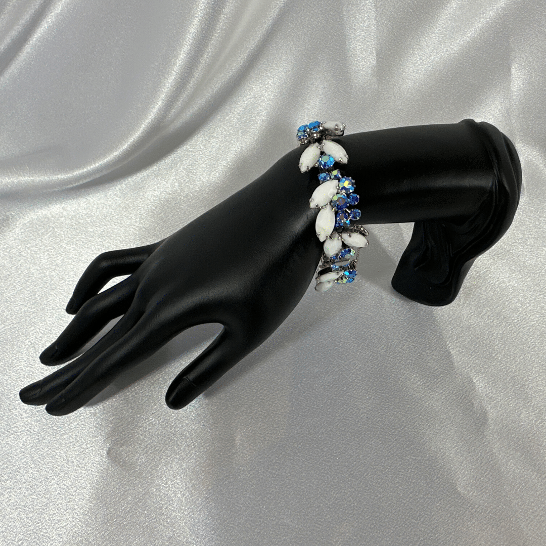 Weiss Ice Bracelet - White Glass and Rhinestone - On Mannequin - Background