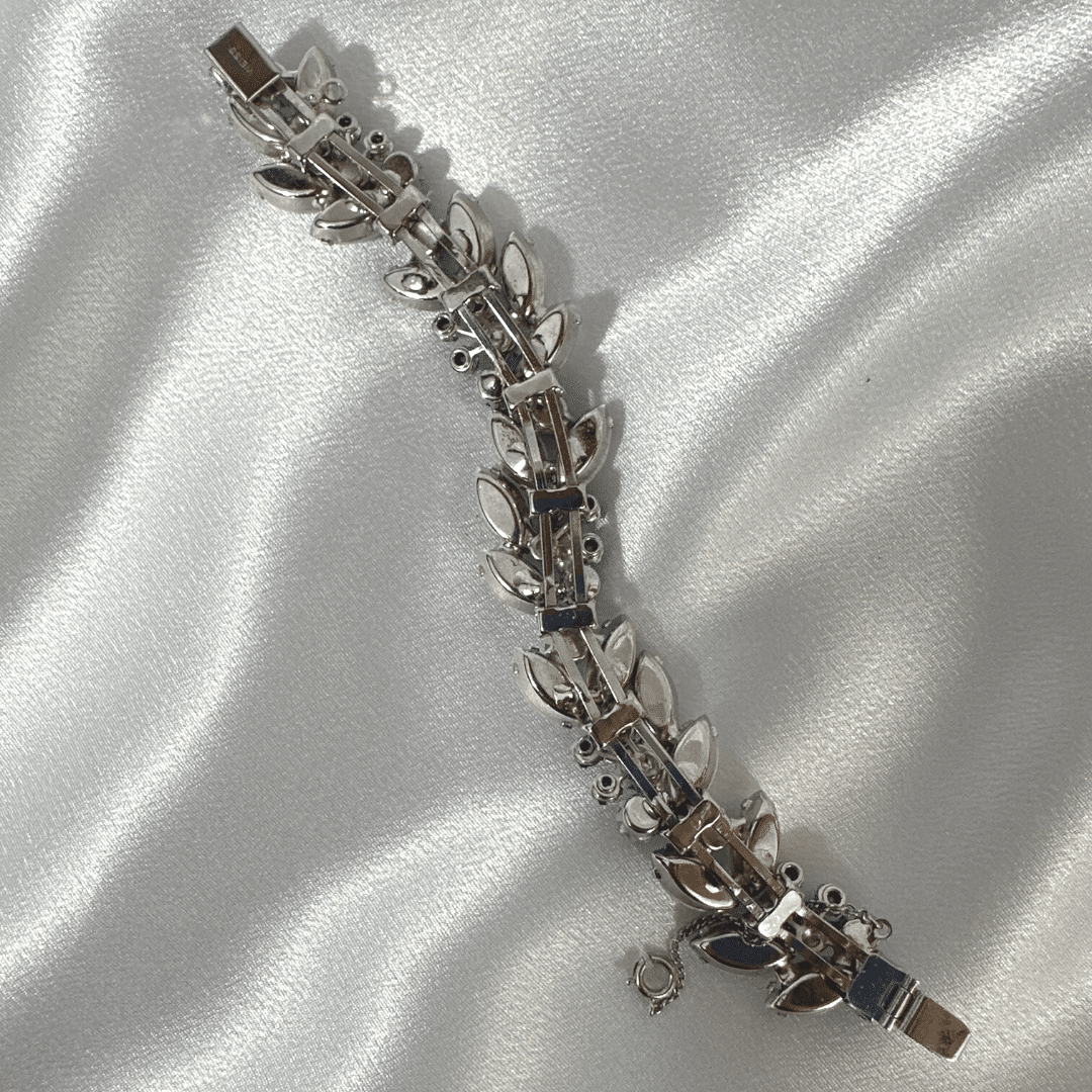 Weiss Ice Bracelet - White Glass and Rhinestone - Rear Detail