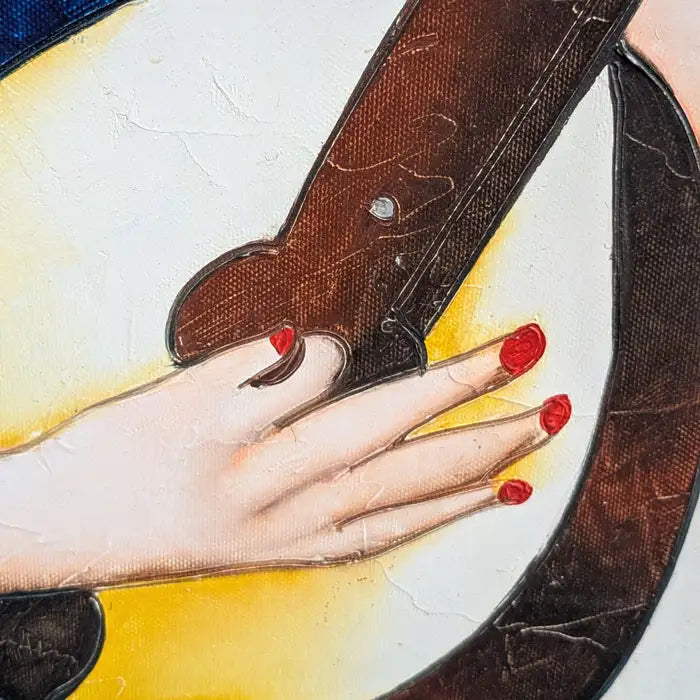 Oil on Canvas After Tamara's De Lempicka's Blue Woman with Guitar