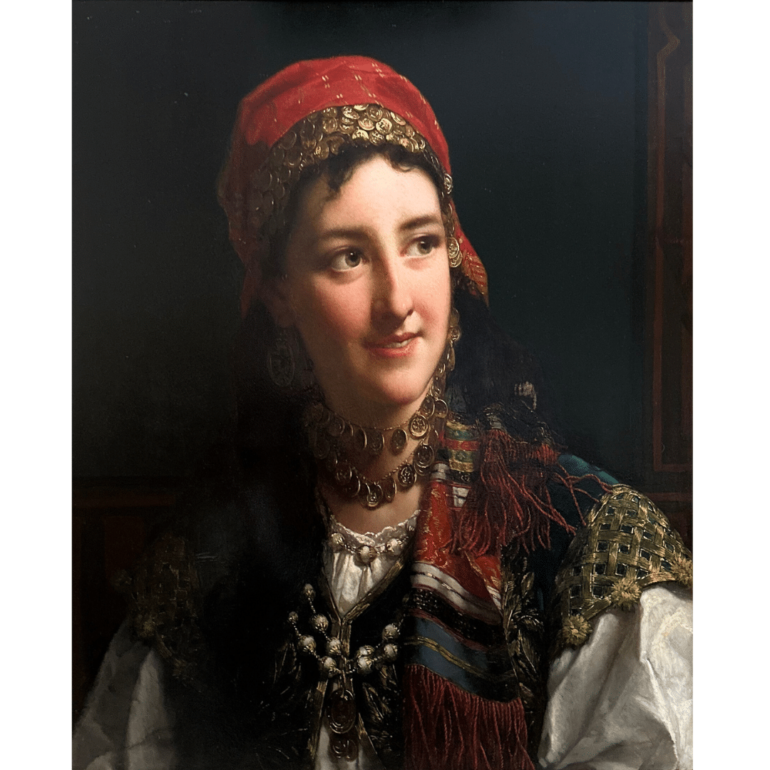 "Gypsy Girl" Jan Frederik Pieter Portielje, Oil Painting on Panel, Signed, 24.25" x 20" image 1