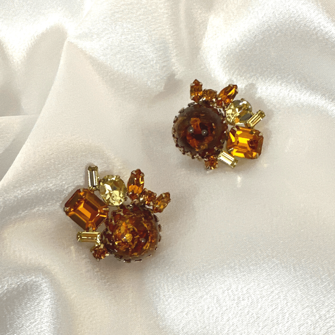 Vintage Ann Vein Confetti Multi-Color Multi-Shape Cut Glass Earrings image 3