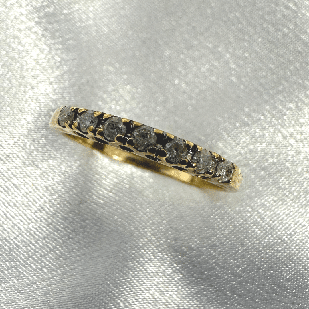 Elegant 10K Yellow Gold Antique Ring with Real Diamond - Size 9.25 image 4