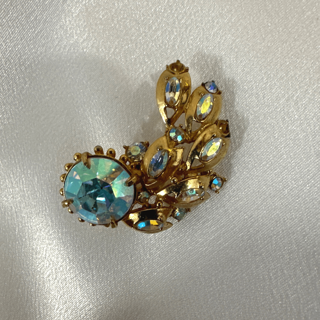 Elegant Vintage Hollycraft Rhinestone Earrings - Gold Color, Year 1855 image 6