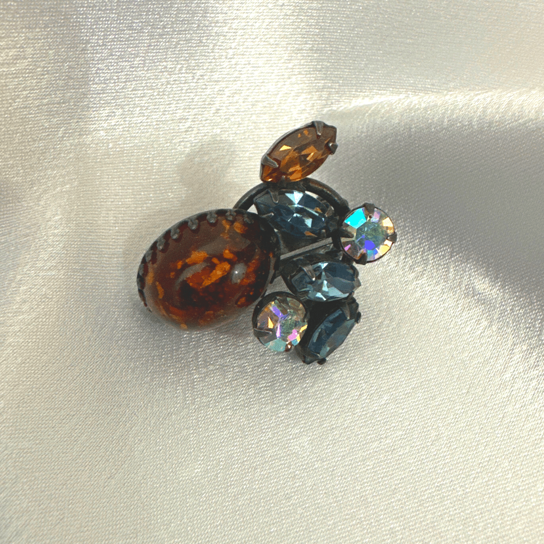Signed Weiss Vintage Multi-Color Glass and Rhinestone Earrings image 4