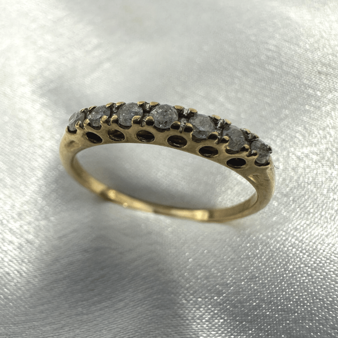 Elegant 10K Yellow Gold Antique Ring with Real Diamond - Size 9.25 image 3