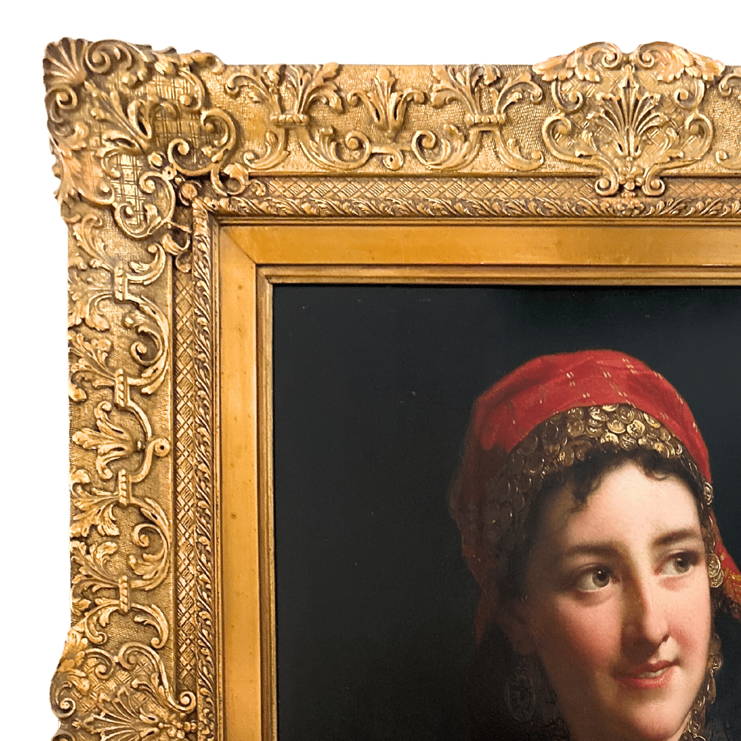 "Gypsy Girl" Jan Frederik Pieter Portielje, Oil Painting on Panel, Signed, 24.25" x 20" image 3