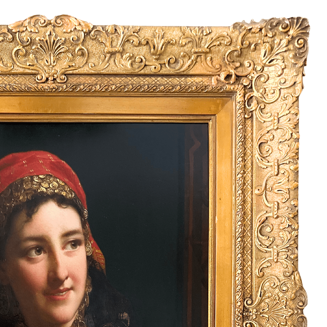 "Gypsy Girl" Jan Frederik Pieter Portielje, Oil Painting on Panel, Signed, 24.25" x 20" image 4