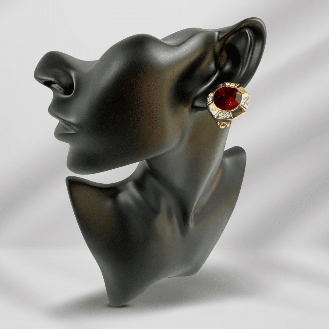 Vintage Austrian Red Cut Glass Earring - Elegant and Eye-Catching image 2