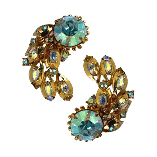 Elegant Vintage Hollycraft Rhinestone Earrings - Gold Color, Year 1855 image 0