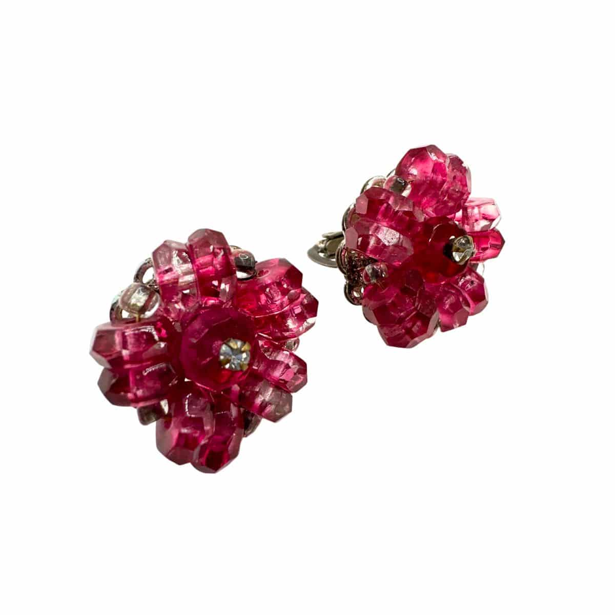 Vintage Patented Pink Glass Earrings with Intricate Design and Delicate Feminine Appeal image 4