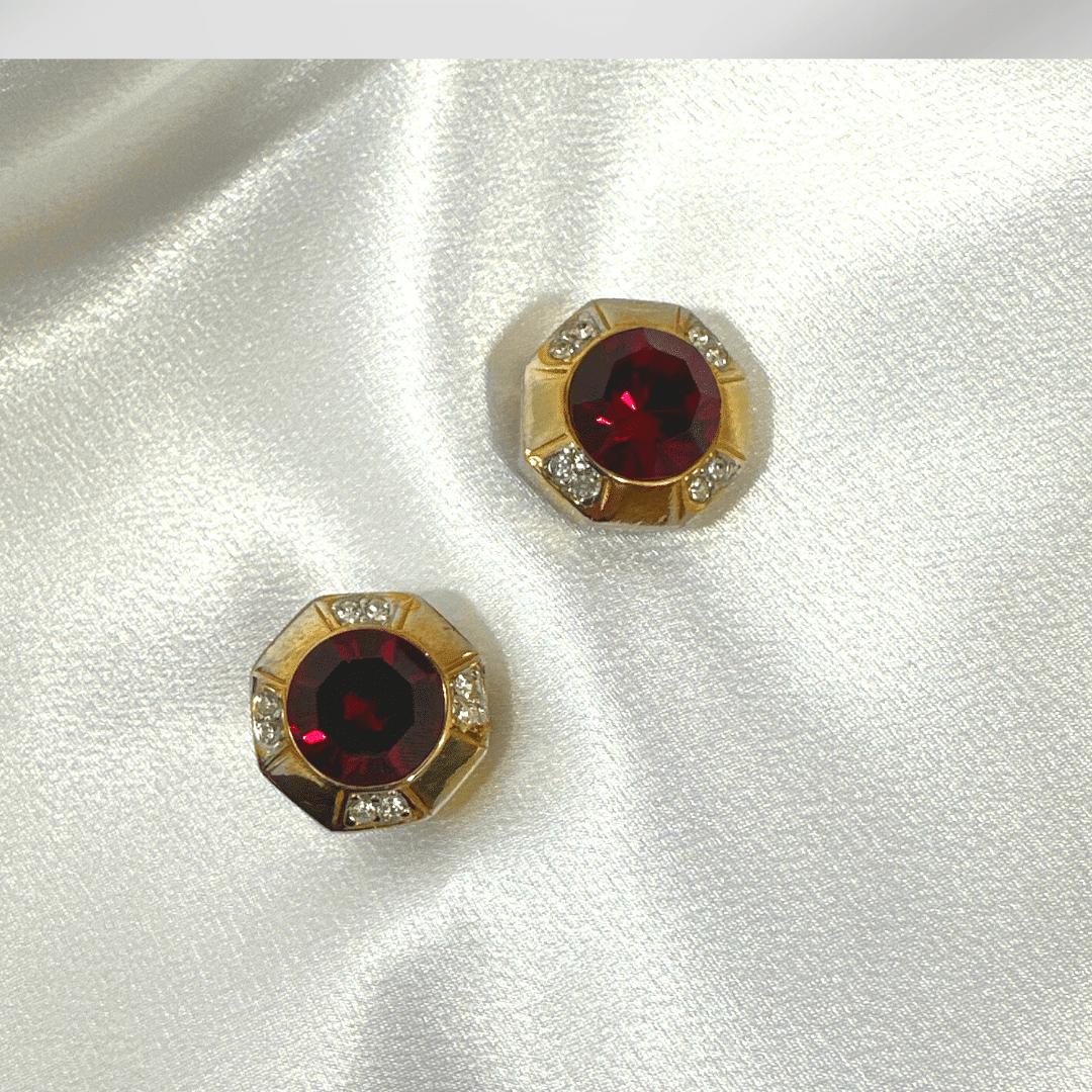 Vintage Austrian Red Cut Glass Earring - Elegant and Eye-Catching image 4