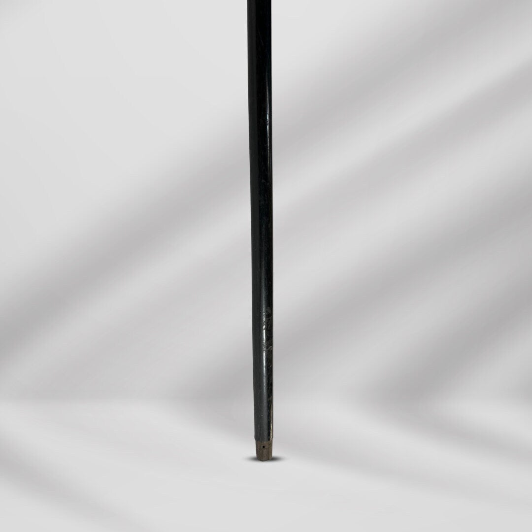 Antique 1860 Walking Stick. Black Cane with Carved Gold-Plated Knob Handle, Signed Skinner.
