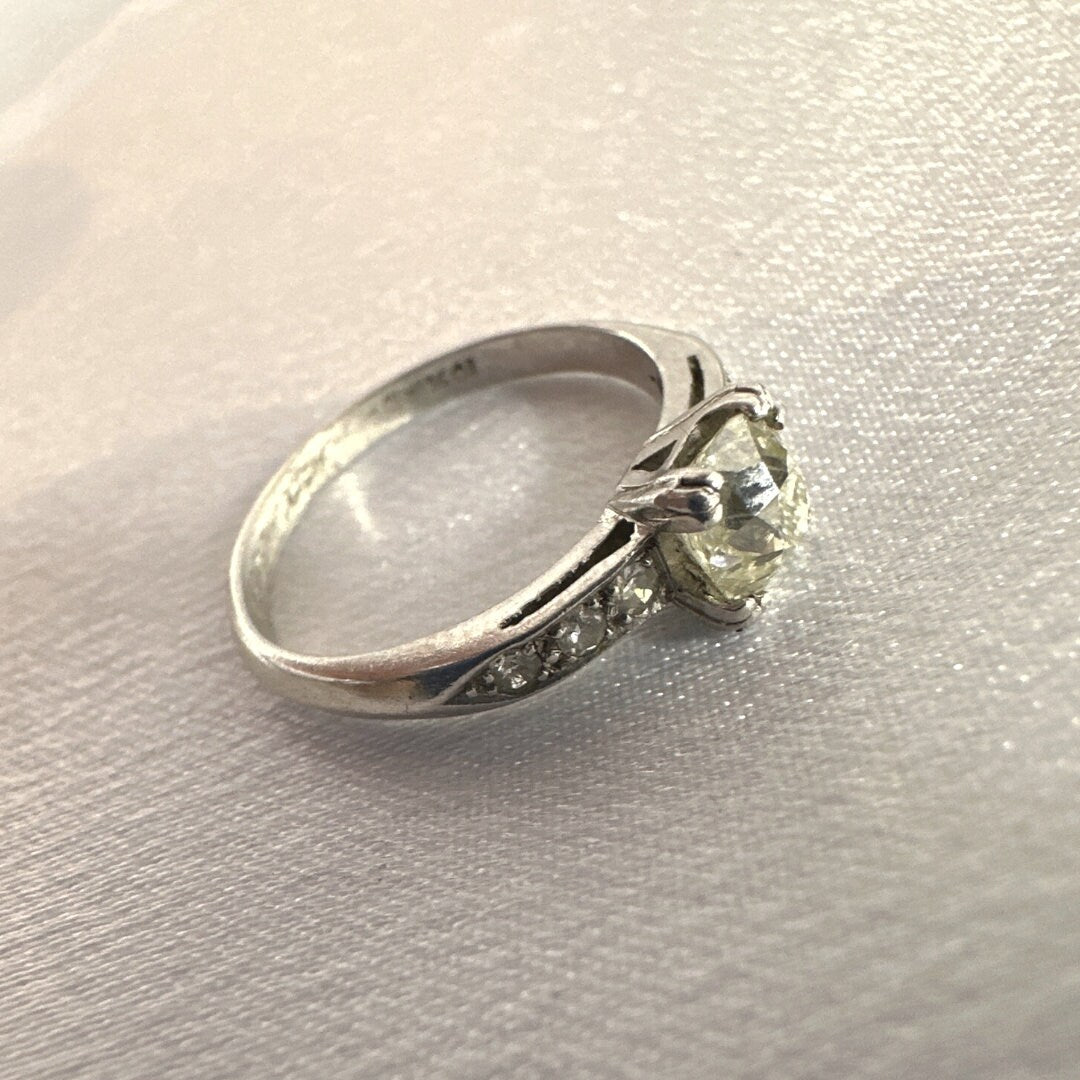 Size 5 Antique White Gold Ring with Real Diamond Accents – Elegant Vintage Jewelry for Women