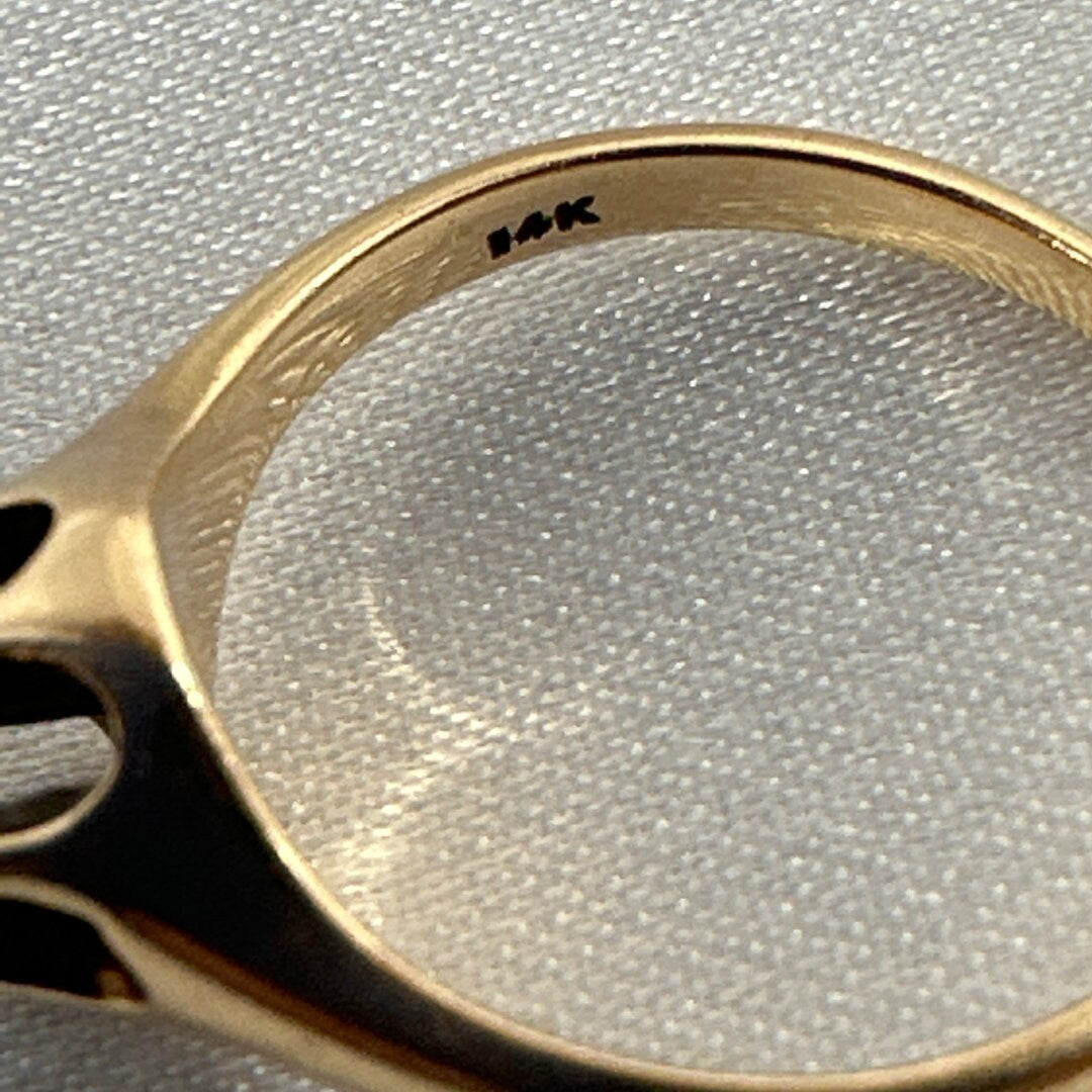 14K Yellow Gold Antique Ring with White Diamond – Timeless Elegance for Women, Size 5.75