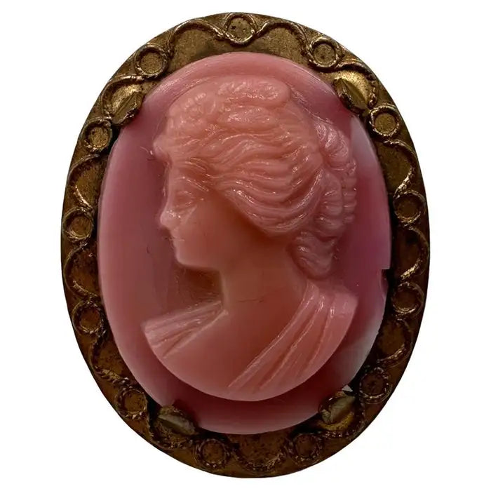 Antique Pink Cameo Brooch