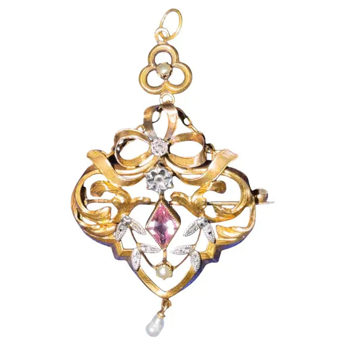 Antique 18k Yellow Gold Edwardian Brooch Circa 1900