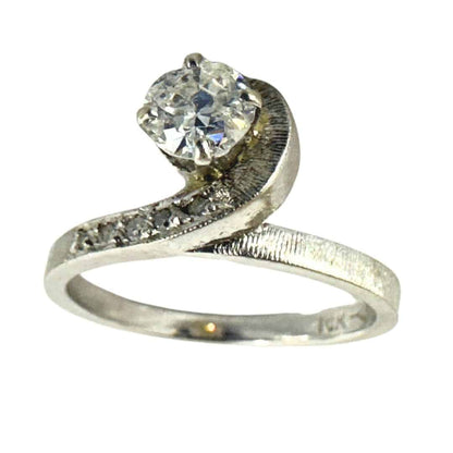 Art Deco 14k White Gold Natural Old European Diamond Ring Size 5.75 image 0
